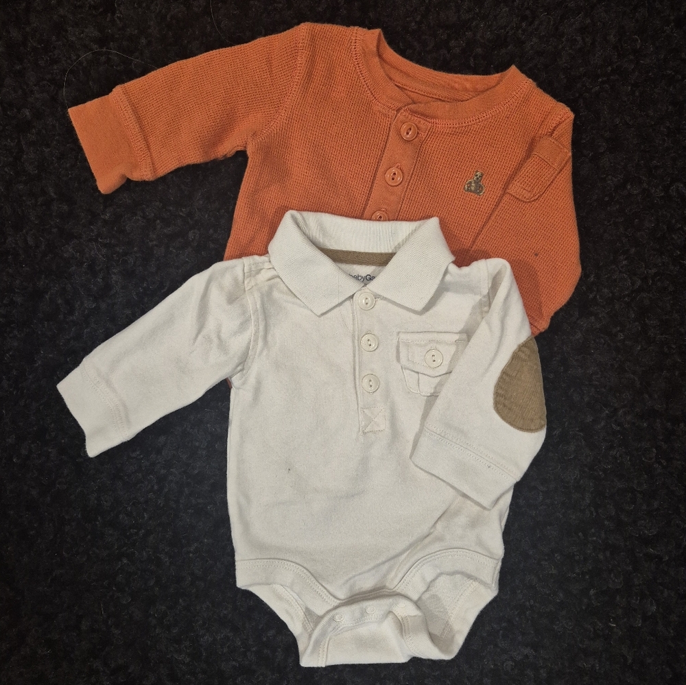 GAP Orange and White Baby Onesies